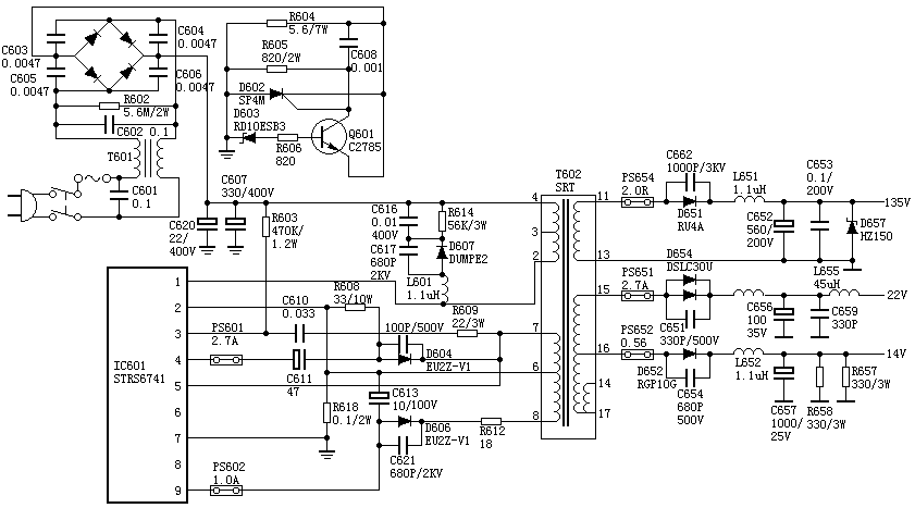 电源电路图－SONY F29丽音王系列机芯，STR-S5741 第1张