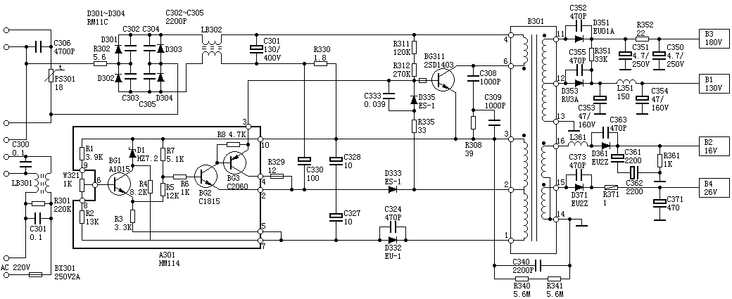 电源电路图－三洋83P电源，HM0114 第1张