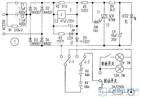 DCD-1240多功能可充电式照明灯电路