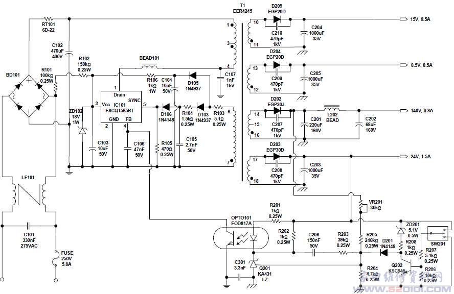 FSCQ1465电源厚膜块_家电维修资料网
