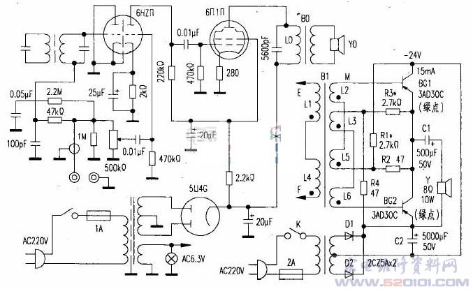 3AD30C胆石功放机_家电维修资料网_www.52