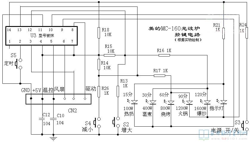 美的MC-160光波炉电路原理图