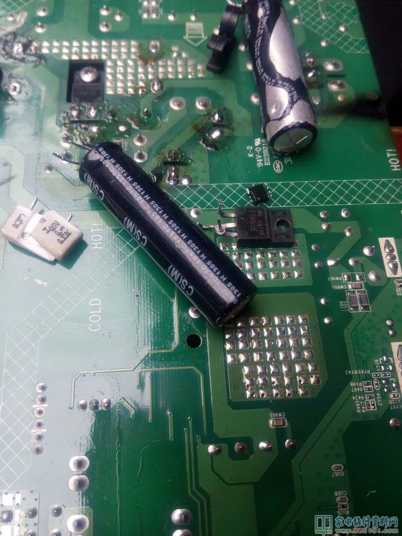 康佳LED46R5100DE液晶电源板元器件炸裂引起三无故障维修 第2张