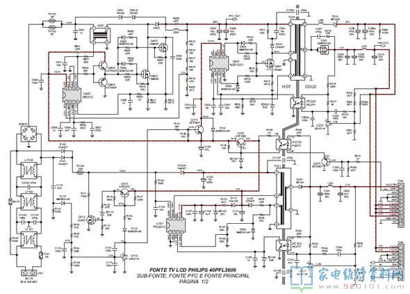 飞利浦PLHC-P981A电源板电路图 - 家电维修资料网