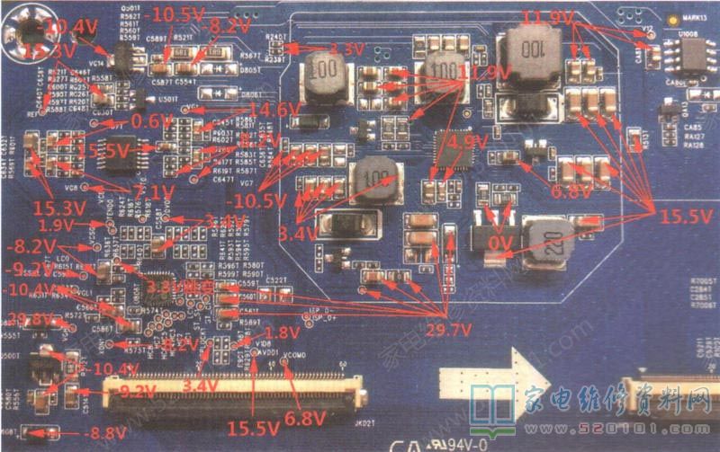 长虹JUC6.690.00193346主板（ZLH74GiR机芯）逻辑电路关键点实测电压 第1张