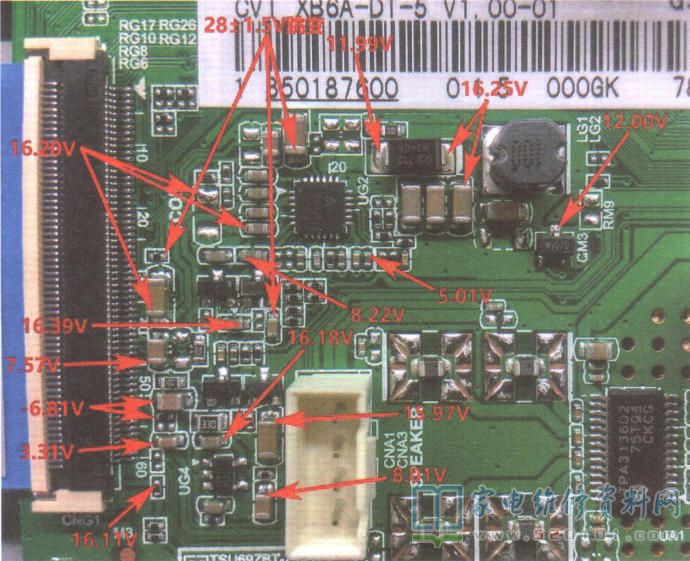 长虹JUC6.690.00194439主板逻辑电路关键点实测电压 第1张
