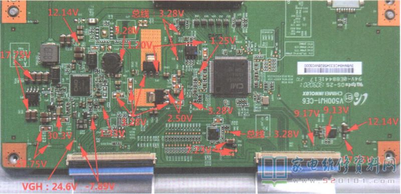 V500HJ1-CE6逻辑板关键点实测电压 第1张