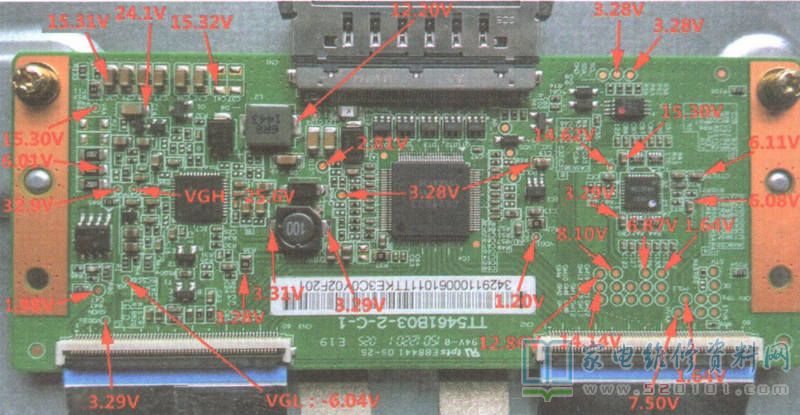 TT5461B03-2-C-1逻辑板关键点电压值 第1张