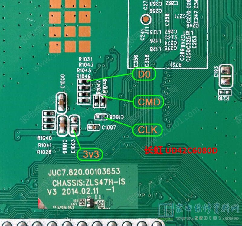 长虹UD42C6080iD液晶电视（JUC7.820.00103653板）EMMC点位图 第1张