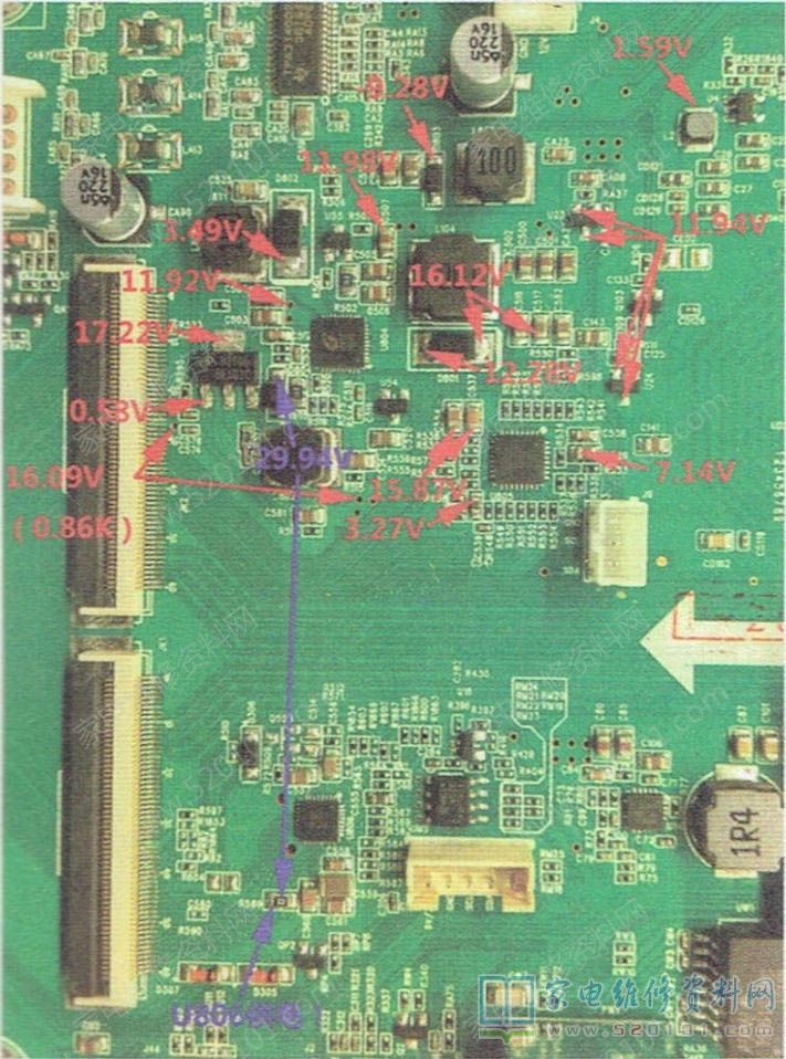 长虹ZLM61HiPJ2机芯主板逻辑电路部分实测电压值 第1张