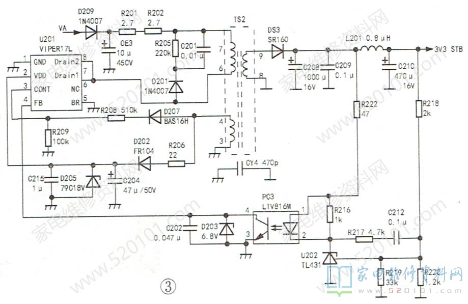 TCL EL32C1电源与LED背光驱动二合一电源板电路原理与维修 第3张
