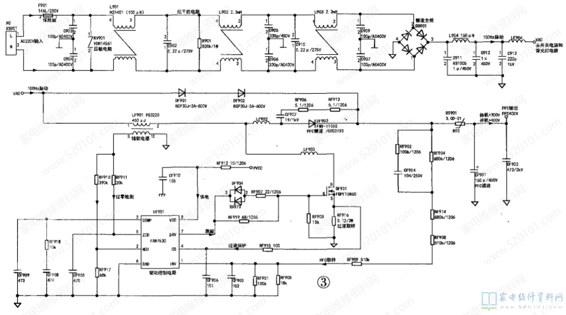 康佳KIP+L150I12C2-01型IP板（34006601板）电路原理图解 第3张