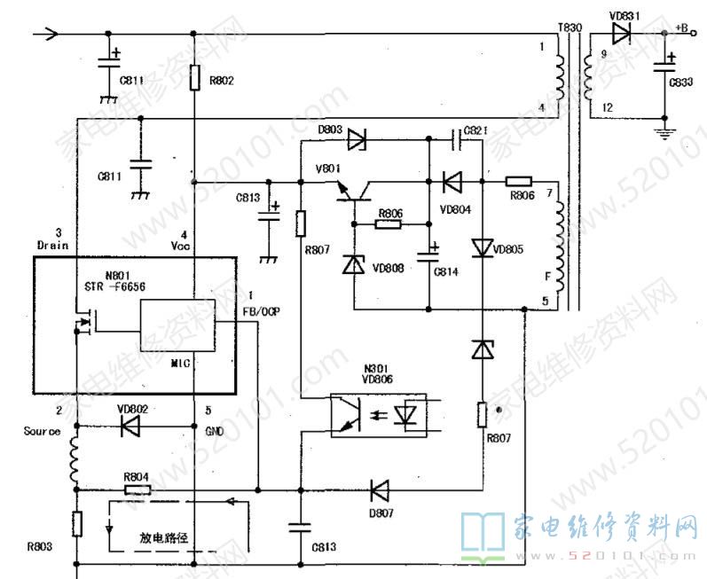 开关电源厚膜电路STRF6656 家电维修资料网
