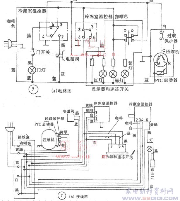 电冰箱的电路图和接线图