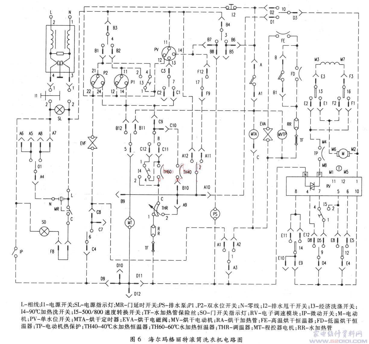 海尔滚筒洗衣机门锁接线结构图
